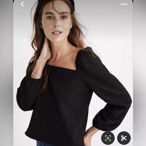Madewell crepe square neck puff sleeve top